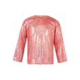 thumbnail image 1 of Sinleey Unisex Kids Teens Shiny Metallic Long Sleeve Shirt Round Neck Pullovers T-shirt Stage Party Red 130, 1 of 7