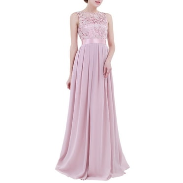Sinleey Womens Embroidered Chiffon Bridesmaid Dress Evening Prom Formal Party Wear Maxi Gown Dusty Rose 4