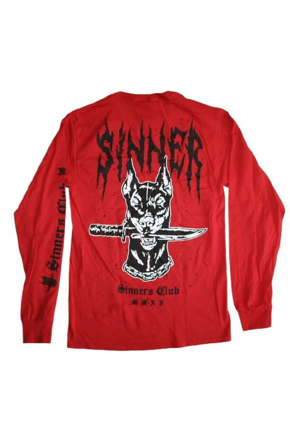 Sinner's Club Men's Long Sleeve Graphic Print T-Shirt (2XL)