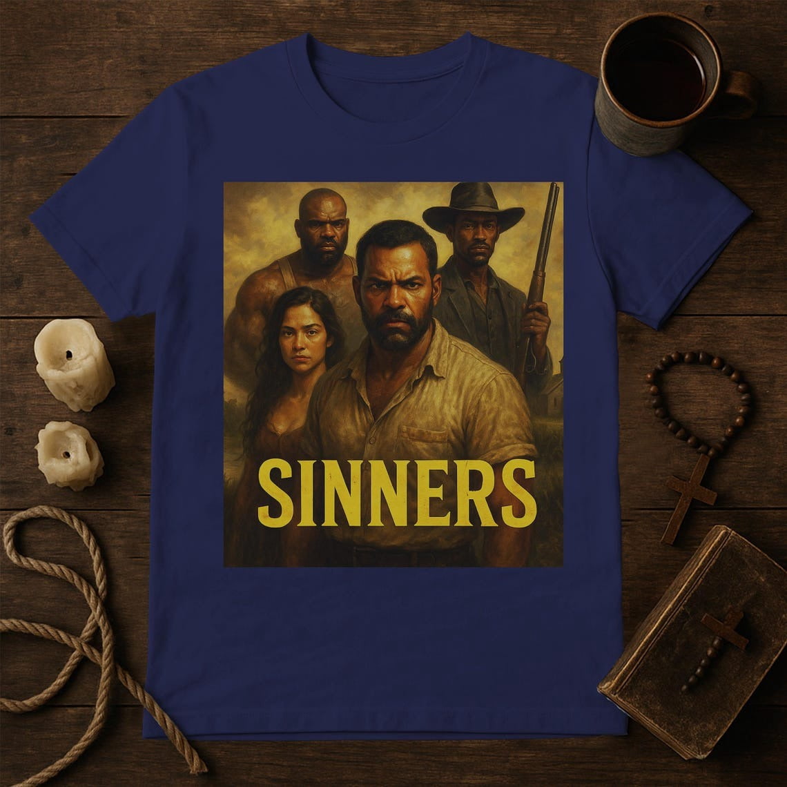 T-shirt Sinners 2025 – Film Danse Avec Le Diable, Tailles S à 5XL – Couleur Noir, Manches Courtes, Coupe Régulière