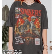 Sinners Movie Vintage Horror Graphic T-Shirt, Retro Comic Style Halloween Tee, Scary Film Shirt, Unisex Movie Fan Gift for Women and Men