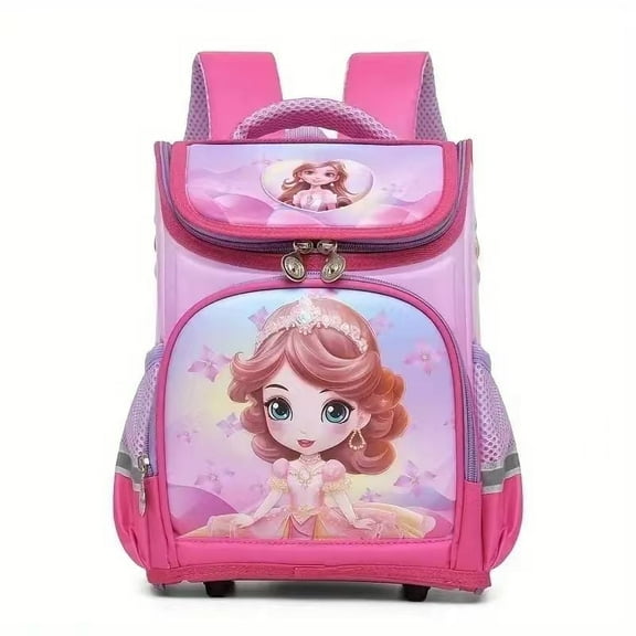 Children's backpack with adjustable shoulder straps, breathable mesh pockets, student backpack for kids,Princess Pink