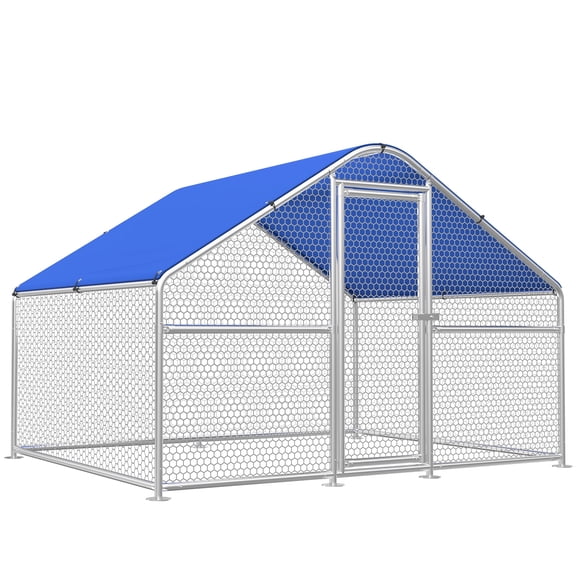 Sino Luban Metal Large Chicken Coop Run for 8 Chickens/Ducks, Chicken Runs for Yard with Waterproof Cover, Chicken Enclosure Chicken Pen Outdoor, Walk-in Poultry Cage (Upgrade wall Support Brace)