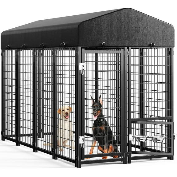 Sino Luban Outdoor Dog Kennel, Dog Run for Outdoor, Large Dog Pens Cage with Roof Waterproof for Large to Medium Dog Outside 8ft x 4ft x 6ft