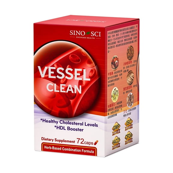 Sino-Sci Vessel Clean, Blood Pressure Support Supplement, For Healthy Vascular & Metabolism, 72 Caps
