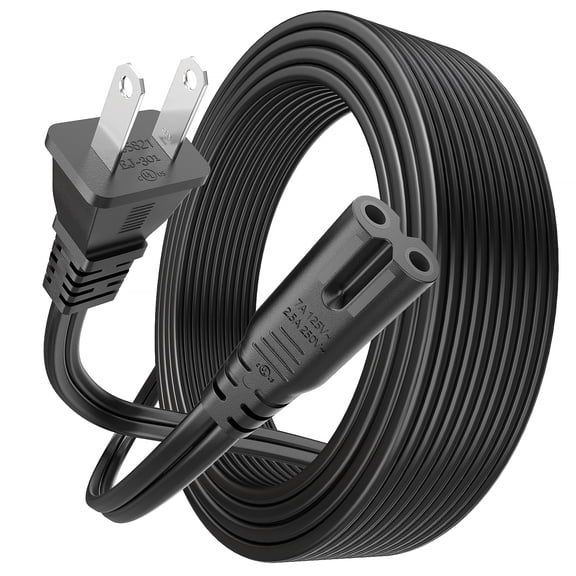 Sinoacc 2 Prong C8 AC Power Cord, Universal Power Cord for TV PS4 PS5 Speaker Monitor Xbox, 18 AWG, Black, 15 Feet