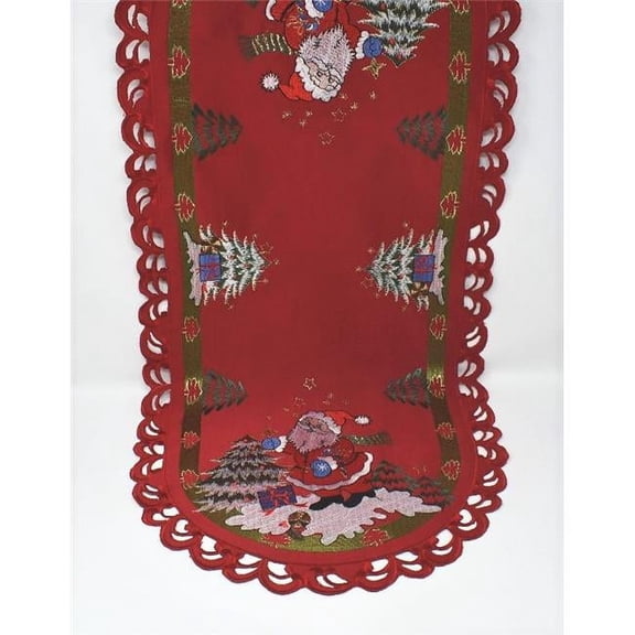 Sinobrite  16 x 72 in. Santa Claus with Gift Box Table Runner
