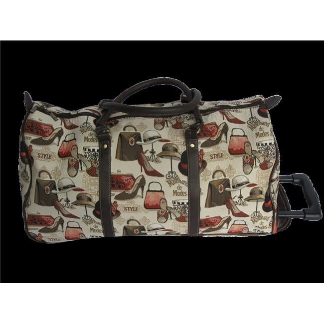 Sinobrite 27527T-Boutique Tapestry Duffle Bag with Handle & Wheels - Boutique