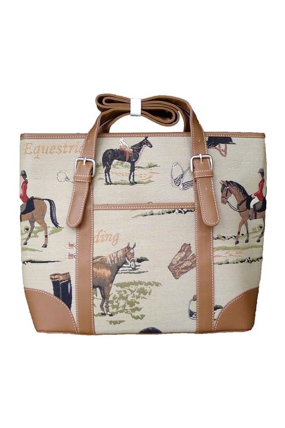 4754-Horse Tapestry Square Zippered Top Purse - Horse