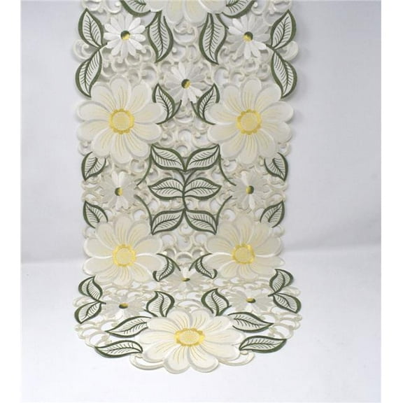 Sinobrite H0997-16x72 16 x 72 in. Yellow Daisy & Green Leaves Table Runner