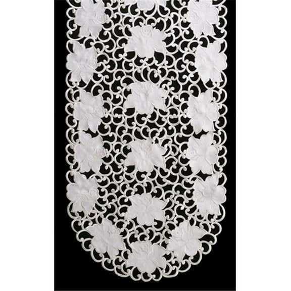 Sinobrite H7292 Cream Rose Oblong Table Cloth- 68 x 126 in.