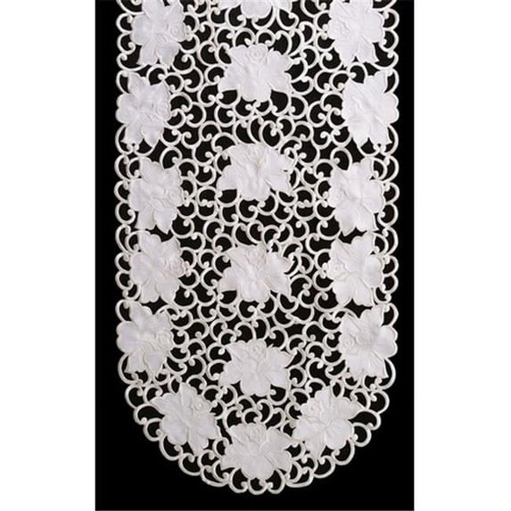 Sinobrite H7292 Cream Rose Round Doily- 16 in.