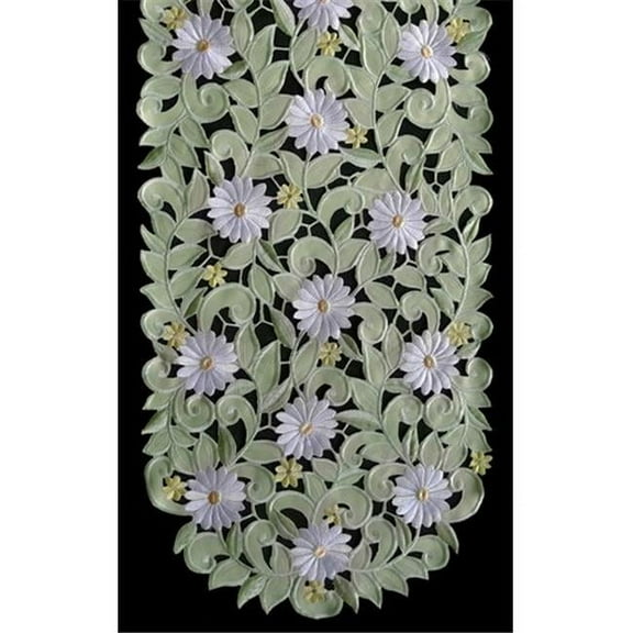 Sinobrite H7667-G Green Daisy Oval Placemat- 12 x 18 in.