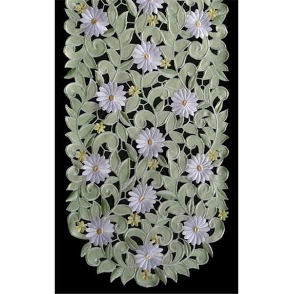 Sinobrite H7667-G Green Daisy Round Doily- 8 in.