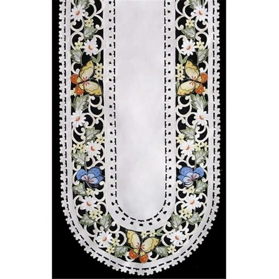 Sinobrite H7854-E Multicolor Butterfly Oblong Table Cloth- 68 x 90 in.