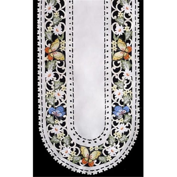 Sinobrite H7854-E Multicolor Butterfly Round Doily- 12 in.