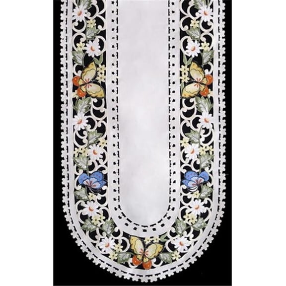 Sinobrite H7854-E Multicolor Butterfly Round Table Cloth- 68 x 68 in.