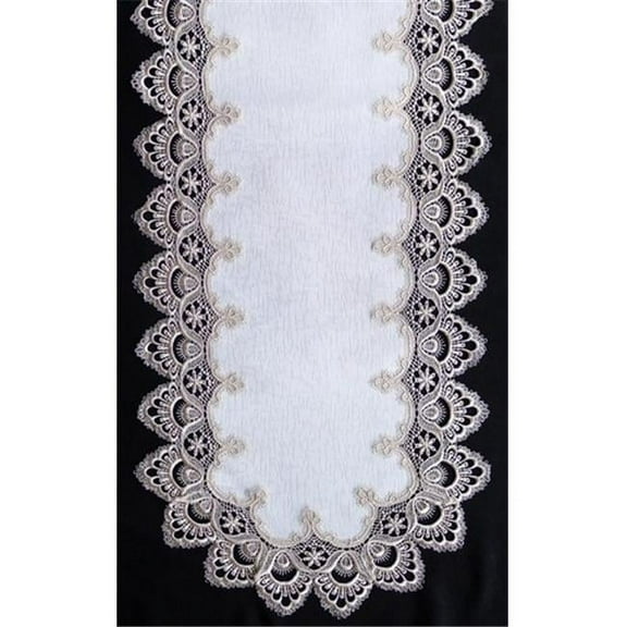 Sinobrite H8139-F2 Gold Lace Oval Runner- 16 x 36 in.