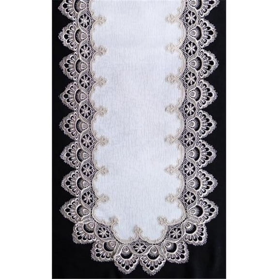 Sinobrite H8139-F2 Gold Lace Oval Runner- 16 x 72 in.