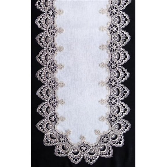 Sinobrite H8139-F2 Gold Lace Oval Runner- 16 x 45 in.