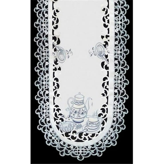Sinobrite H8513 Delft Blue Tea Oval Placemat- 12 x 18 in.