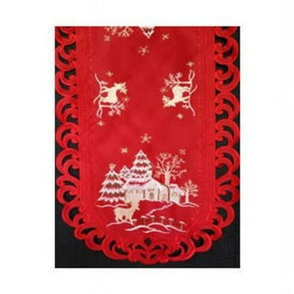 Sinobrite H8837-R Reindeer Red Oblong Table Cloth- 68 x 126 in.