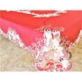 thumbnail image 1 of Sinobrite H8963-52x71 52 x 71 in. Candles, Bells & Poinsettia Red Fabric Tablecloth, 1 of 1