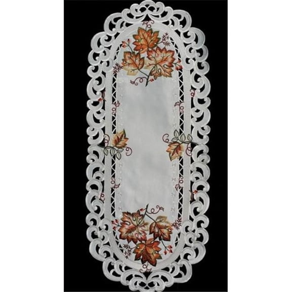 Sinobrite H9036-E Maple Leaf Branch Round Doily- 12 in.
