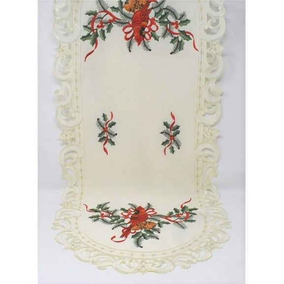 Sinobrite H9148-16x72 16 x 72 in. Cardinal & Pine Cone on Branches Table Runner