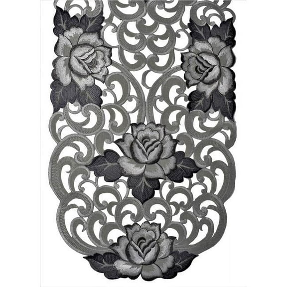 Sinobrite H9224-16x45 16 x 45 in. Gunmetal Cutout Rose Table Runner