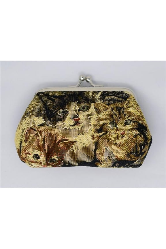 Tapestry Coin Purse with Clasp - Cat