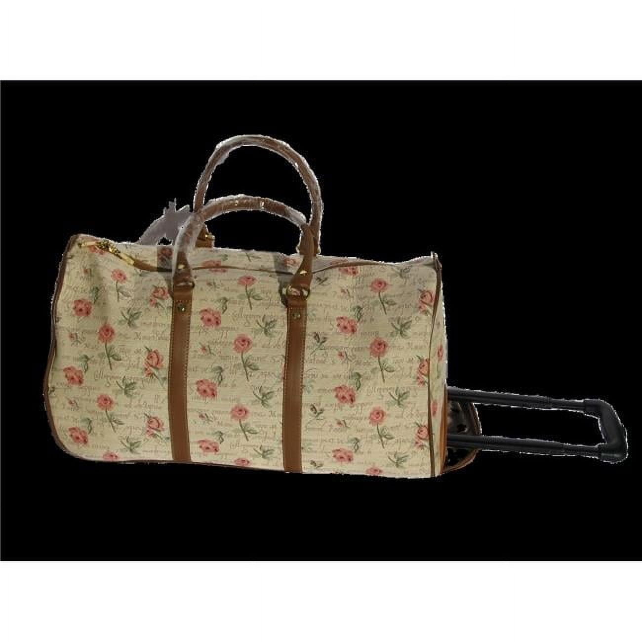 Sinobrite  Tapestry Duffle Bag with Handle & Wheels - English Rose