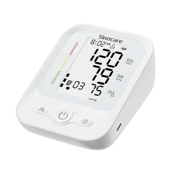 Sinocare Upper Arm Blood Pressure Monitor for Home Use, Large 4-Color Backlit LCD Display, 2*120 Memory, Wide-Range Cuff 8.6 16.5 Inches, Irregular Heartbeat Detection