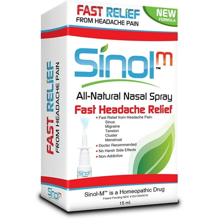 Sinol All Natural Headache Relief Spray For Migraine Cluster Tension - 15 Ml