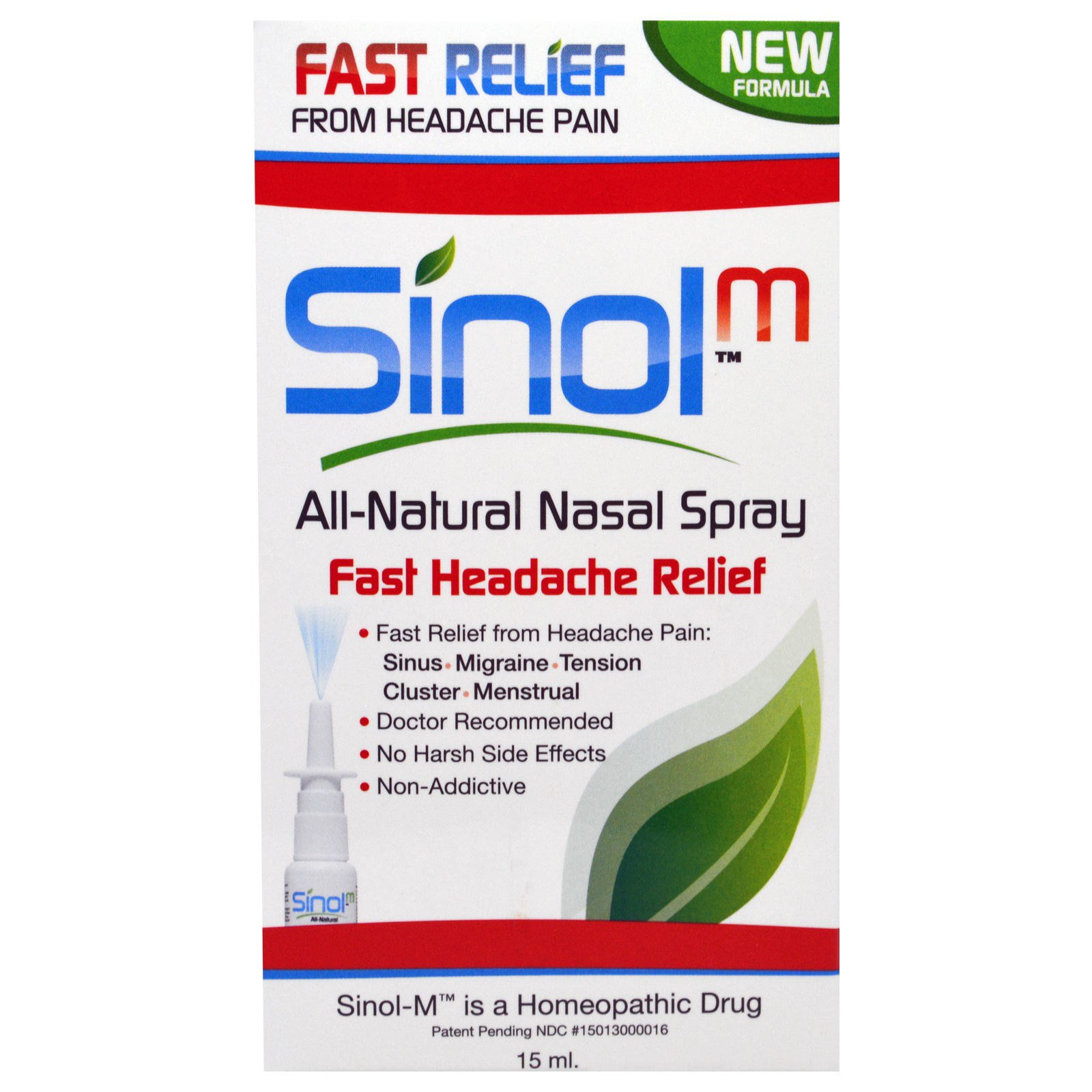 Nasal spray clearance for headaches