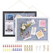 Sinor 2-Pack Bulletin Board Pin Board with Felt 15.7 x 11.8 Inch, Hanging Display Small Boards with Wooden Frame for Walls, Message Vision Picture Cork Board for Home, School and Office -White