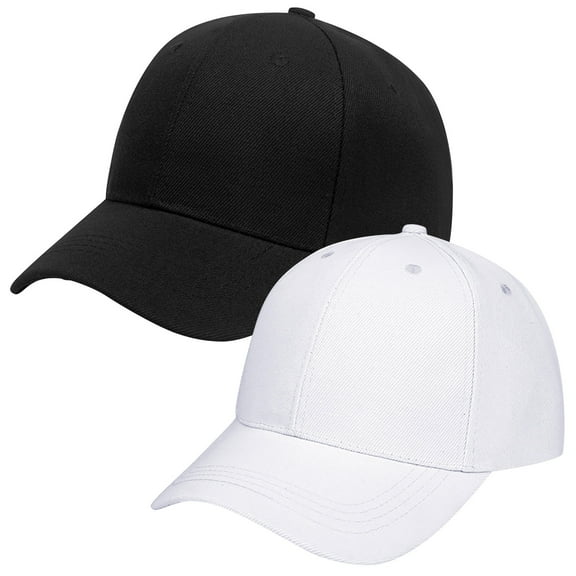 Sinpiling 2 Pack Canvas Baseball Cap for Women and Men Lightweight Plain Snapback Ball Hats Unisex Casual Solid UV Protection Sports Hat Clearance