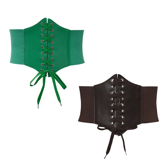 Sinpiling 2 Pack Womens Corset Waist Belt Trendy Vintage Adjustable Lace-Up Solid Comfort Multipack Shapewear Bustier for Dresses