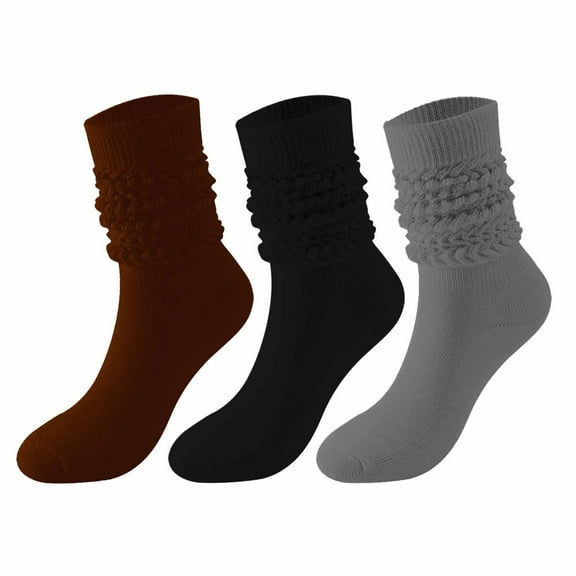 Sinpiling 3 Pack Womens and Mens Knee-High Scrunch Socks Unisex Casual Solid Comfort Knitted Stretchy Slim Thermal Warm Boot Stockings Sock
