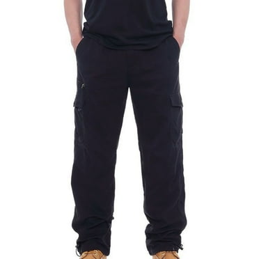 Sinpiling 50% Clearance Off Cargo Pant for Men Big and Tall Plus Size Classic Cotton Multi Pockets Elastic Waist Relaxed Straight Leg Trousers Solid Loose Hiking Work Pant M-5X Christmas Gifts