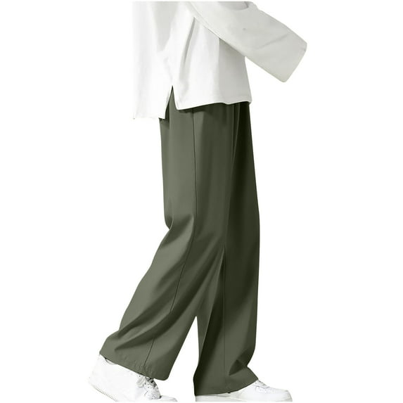 Sinpiling 50% Clearance Off Mens Big and Tall Pants Plus Size M-5X Casual Solid Silk Lightweight Straight Wide Leg Trousers with Pockets Basic Comfort Relaxed Outdoor Hiking Pant Christmas Gifts