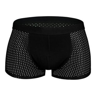 Sinpiling 50% Clearance Off Mens Cotton Boxer Briefs Plus Size Big & Tall Hollow Out Breathable Solid Casual Comfort Stretchy Mid Rise Underwear L-5X Christmas Outfits