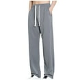 thumbnail image 1 of Sinpiling Mens Plus Size Pants with Pockets Big and Tall Open Bottom Wide Leg Drawstring Elastic Waist Casual Loose Solid Lightweight Joggers Trousers Pant M-4X Christmas Gifts, 1 of 6