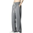 thumbnail image 1 of Sinpiling Mens Wide Leg Pant Big and Tall M-4X Plus Size Casual Drawstring Elastic Waist Relaxed Trousers Solid Loose Lightweight Hiking Pant with Pockets Christmas Gifts, 1 of 5