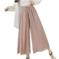thumbnail image 1 of Sinpiling Palazzo Chiffon Pants for Women Plus Size M-5X Casual Loose Wide Leg Drawstring Elastic Waist Lightweight Solid Baggy Pleated Loungewear Pant Trousers Christmas Gifts, 1 of 6
