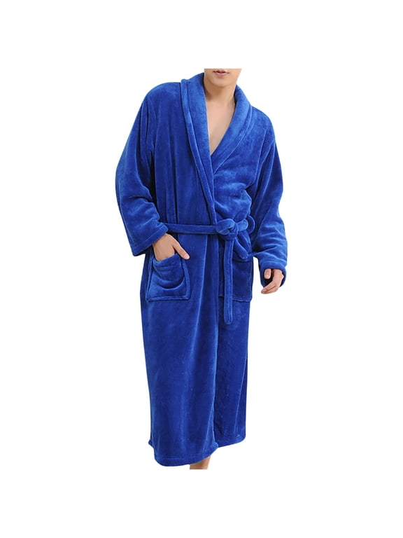 Robes for Women and Men Comfort Long Sleeve Warm Fleece Unisex Couple Sleepwear Bathrobes Casual Solid Plusheded Pajamas Loungewear Bath Robe with Pockets Christmas Gifts