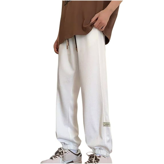 Sinpiling Waffleknit Sweatpants for Men Big and Tall Plus Size Drawstring Elastic Waist Pants Casual Loose Solid Comfort Tapered Joggers Trousers with Pockets Christmas Gifts