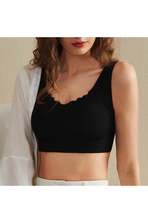 Wire-Free Bras for Women Lightweight Push-Up Stretchy Pullover Smoothing Padded Bralettes Underwear Casual Solid Soft Basic Full-Coverage Support Bra Christmas Outfits