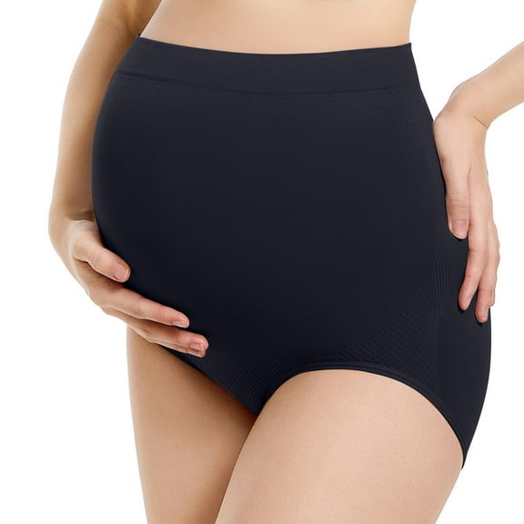 Sinpiling Womens Maternity Underwear Panties Over Bump Adjustable Soft Nylon High Waisted Solid Casual Pregnancy Comfort Full-Coverage Seamless-Briefs Christmas Gifts