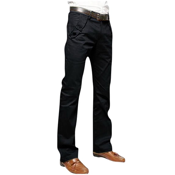 Sinpiling Work Pants for Men with Pockets Classic Flat Front Straight Leg Cargo Cotton Dress Pant Basic Solid Comfort Relaxed Full Length Business Golf Trousers Christmas Gifts